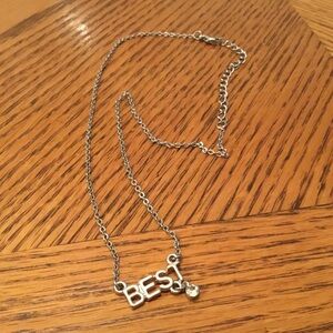 “Best” Silver Necklace with Silver Stud Jewel